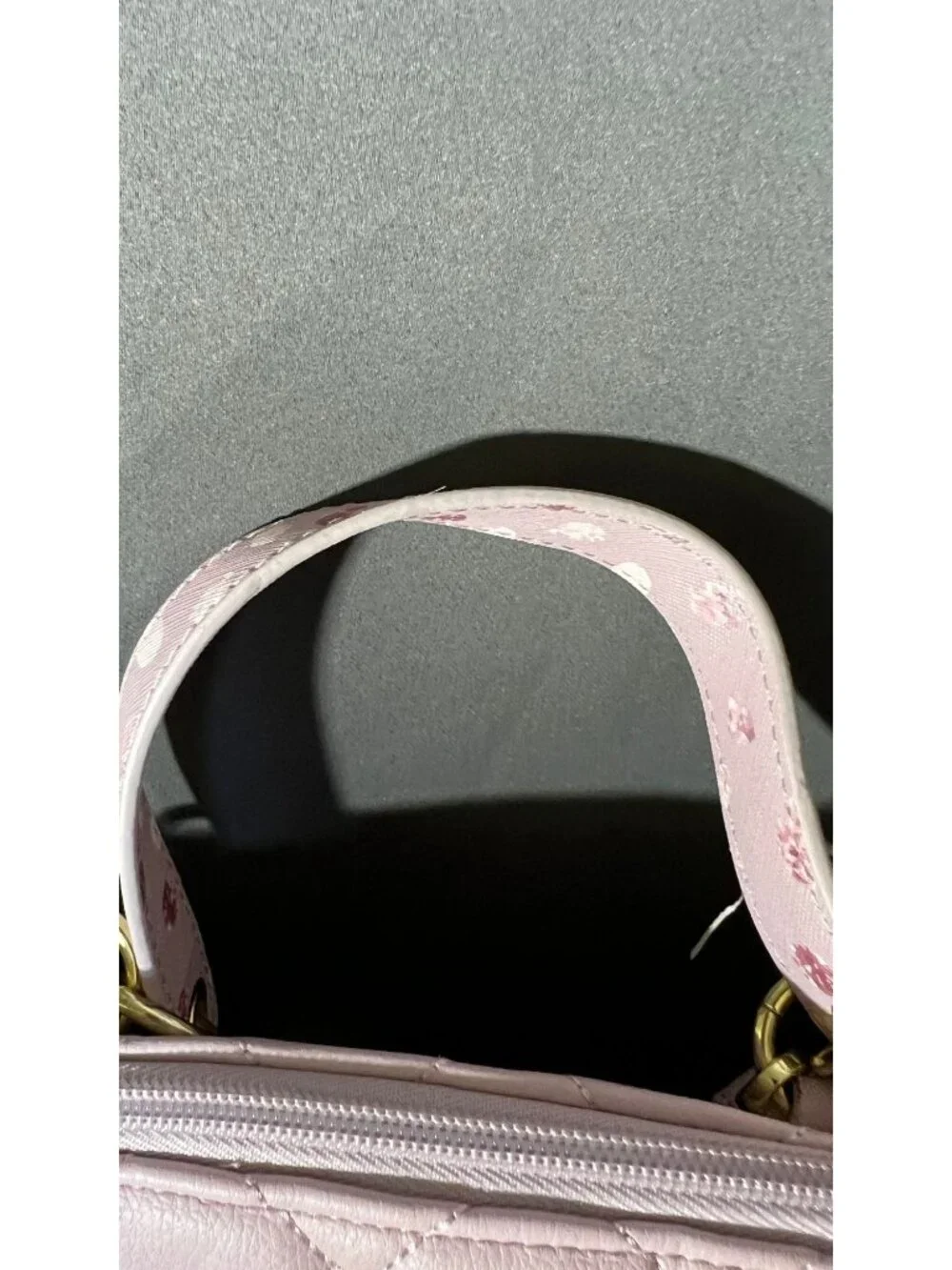 Luv Betsey By Betsey Johnson Pink Quilted Heart Tote With Gold Accents & Floral - Picture 7 of 13